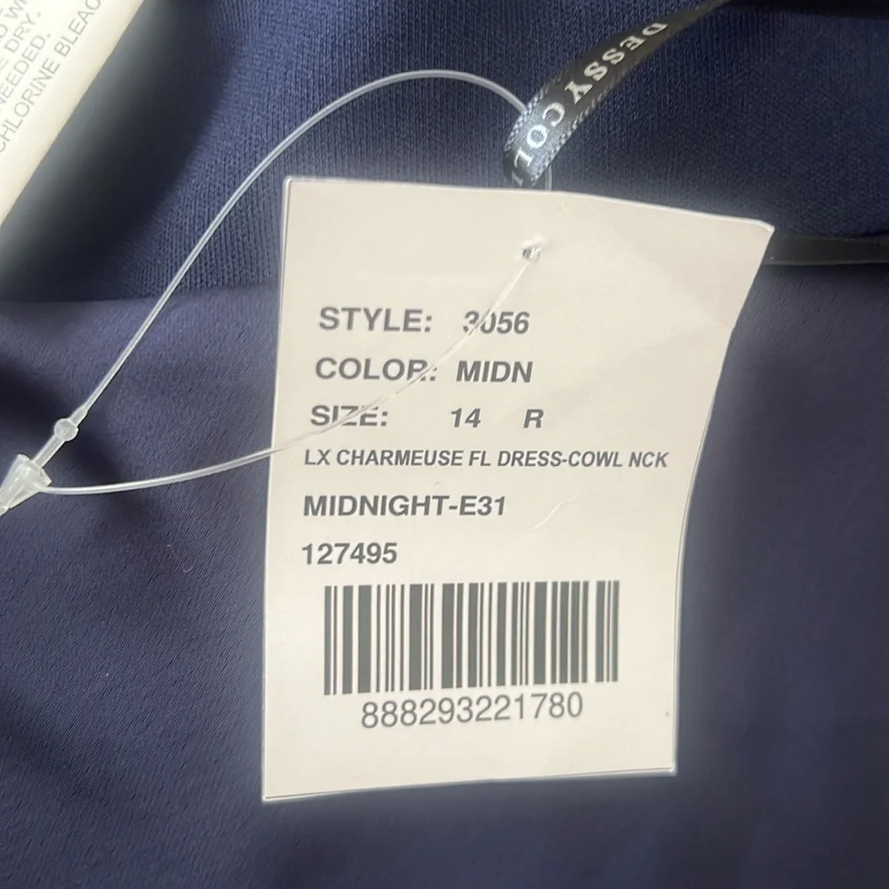 NWT Dessy Collection Cowl-Neck Criss Cross Slip Dress Midnight Size 14 Reg. $231 - Picture 7 of 11